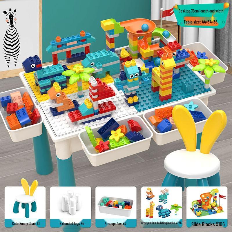 Multifunctional Building Block Table for Kids, Compatible with Large Lego Pieces, Educational Toy for Boys Ages 3-6