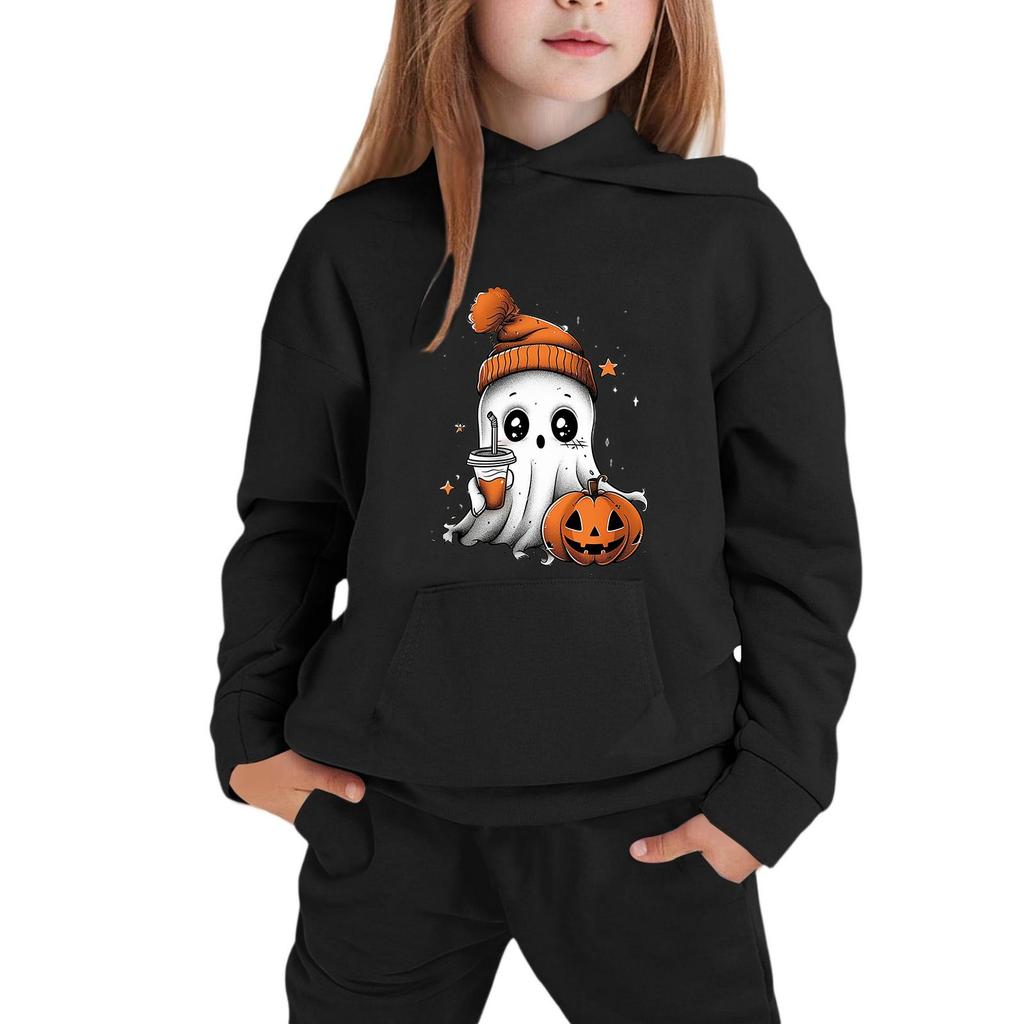 Kids Hoodie with Halloween Print - Long Sleeve Pullover Sweatshirt for Boys and Girls