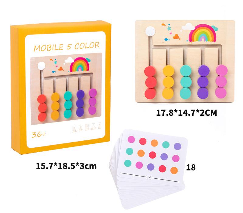 Montessori Learning Slide Puzzle Toys Color Matching Logic Game Busy Board Preschool Educational Wooden Toys for Toddlers Kids
