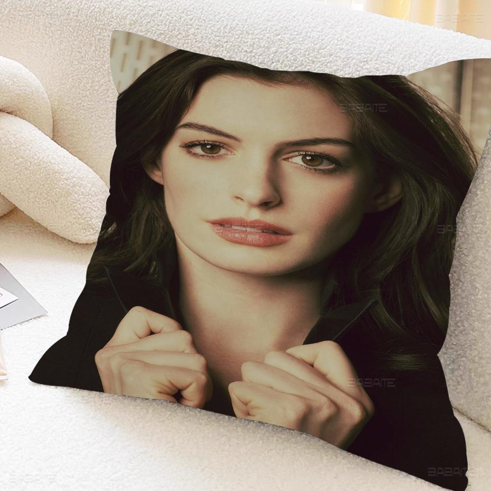 A-anne H-hathaway Pillow Gift Home Office Decoration Bedroom Sofa Car Cushion Cover Case 45x45