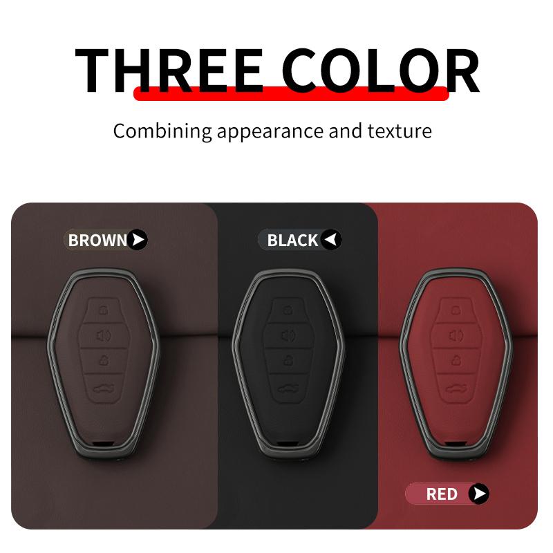 Car Remote Key Fob Case Cover Shell For Chery Jetour X70 X70Plus X70M X90Plus X95Pro Alloy Leather Protector Keychain Accessorie