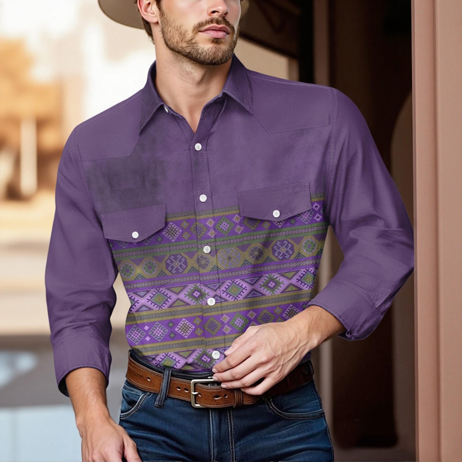 

Мужской модный топ кэжуал с короткими рукавами, лацканами и длиной до плеч L фиолетовый