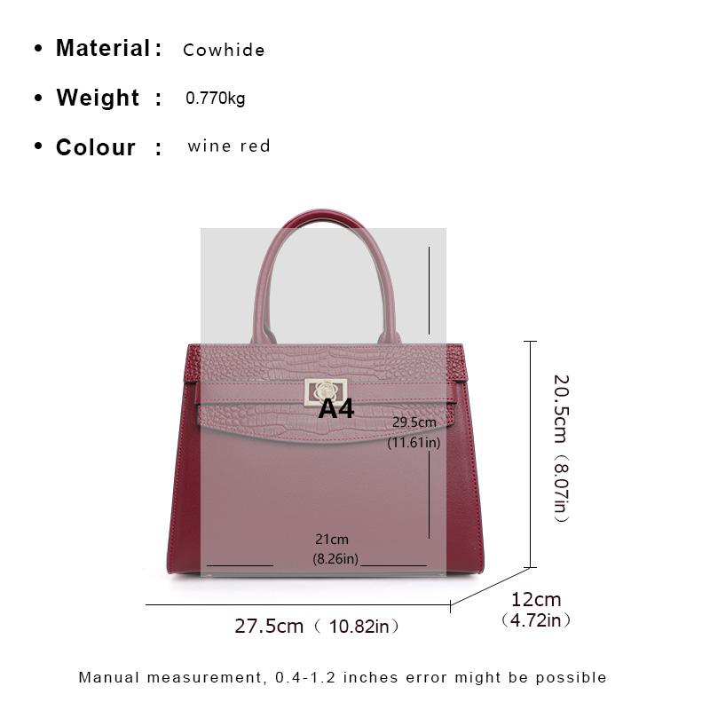 Nová dámská kabelka 2024 Módní trend Hovězí kůže Čtvercová taška Jednoduchá a elegantní Taška přes rameno Crossbody