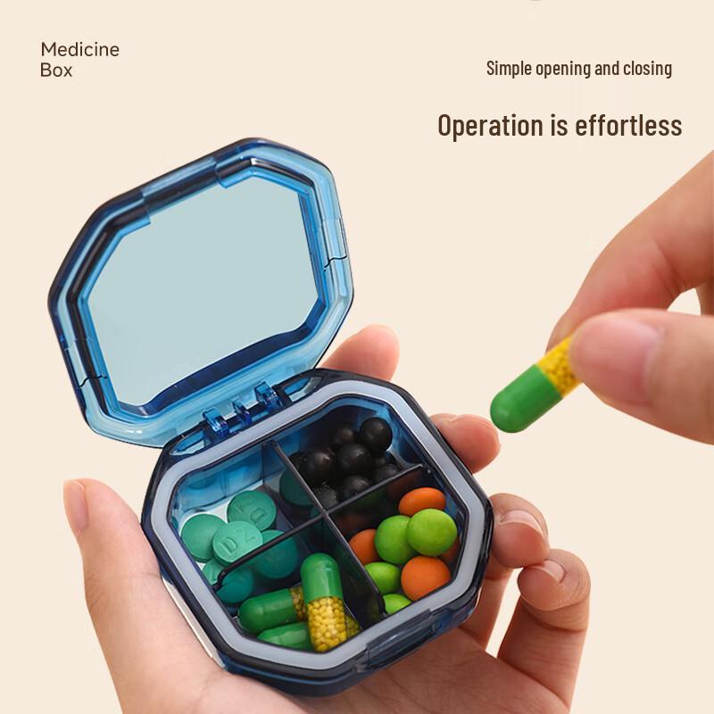 Portable 4-Compartment Mini Pill Organizer
