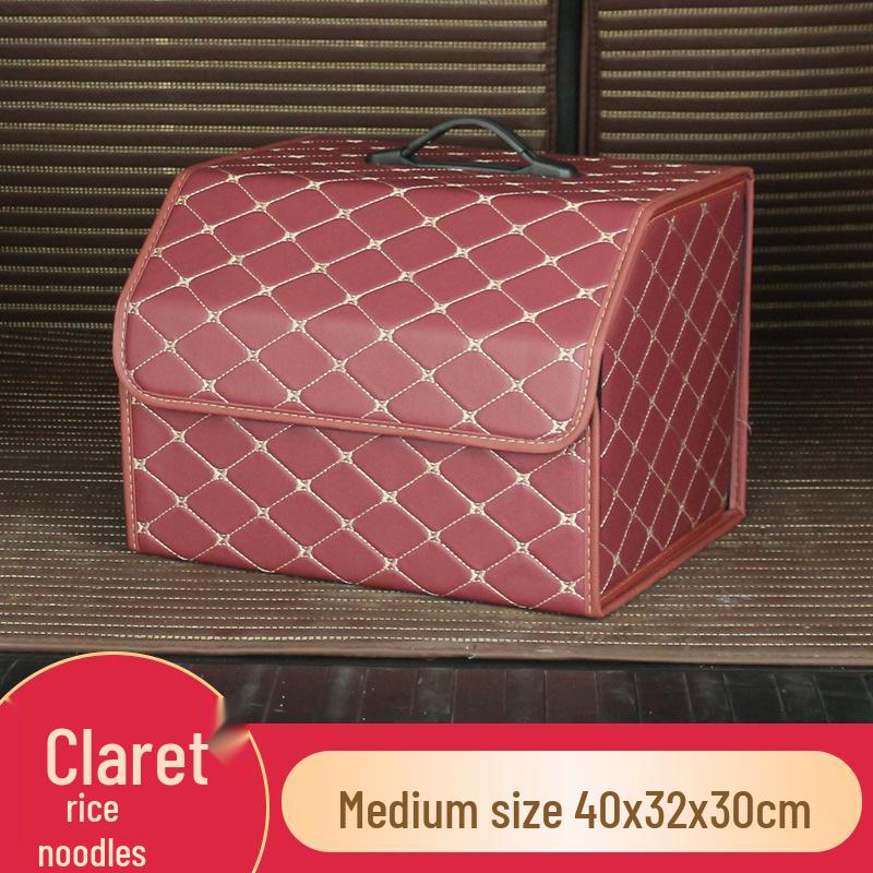 Trunk Storage Box: Multifunctional Folding Car Organizer with Logo-Printed Leather