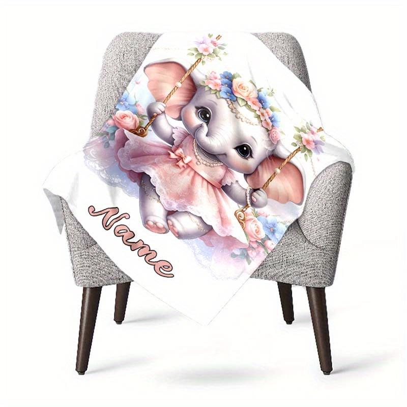 Elephant'S Skirt Customize Your Name Blanket Used For Chair Office Sofa Bed Camping Soft And Warm Giving Friends And Relatives Birthday Gifts