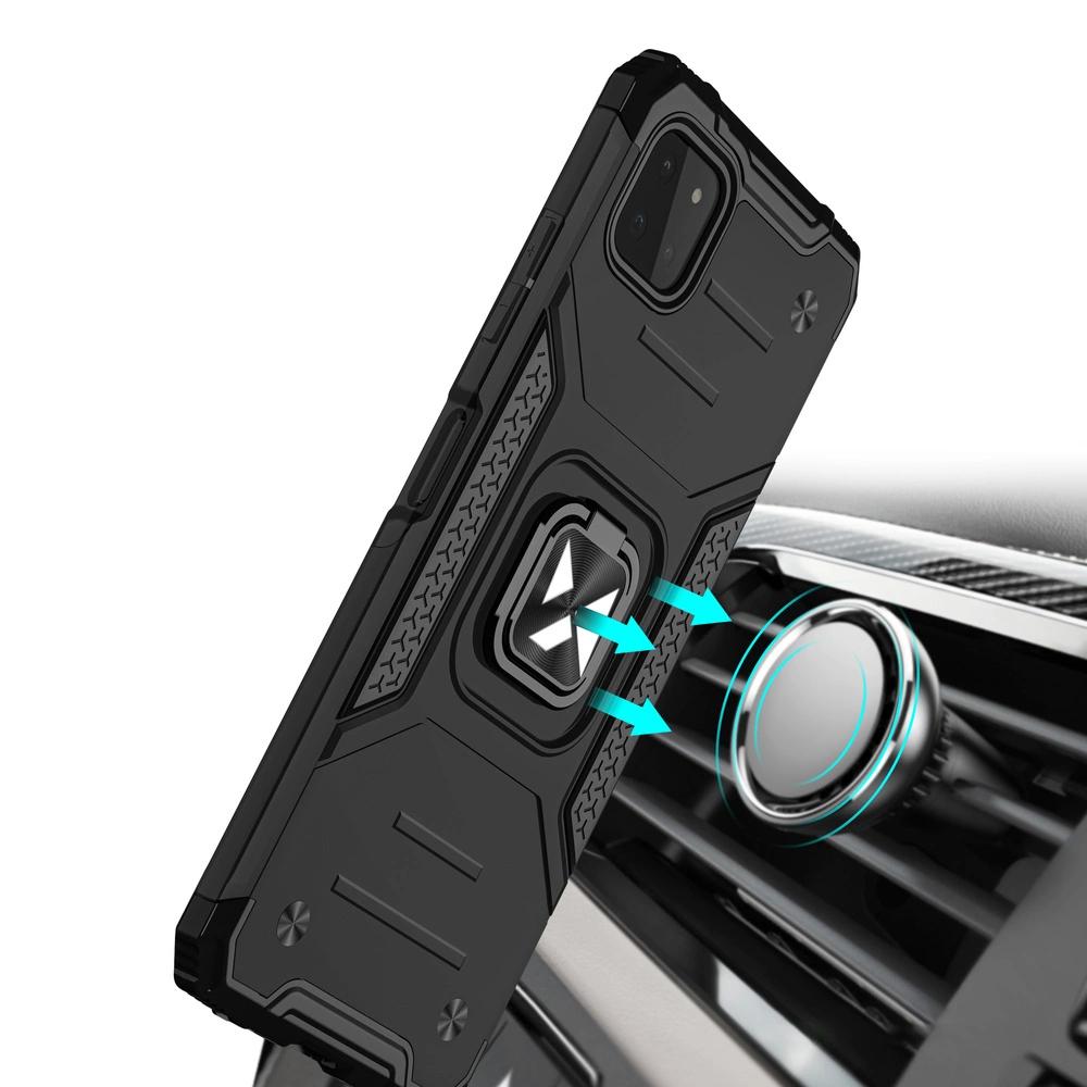Wozinsky Ring Armor Pancerne Hybrydowe Etui Pokrowiec + Magnetyczny Uchwyt Samsung Galaxy A22 4G Srebrny