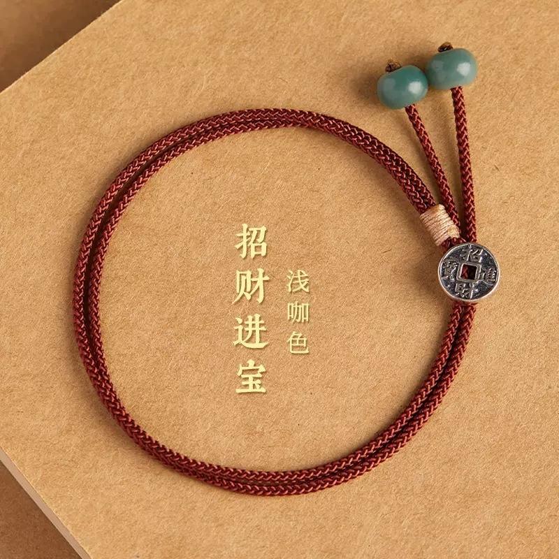 Pure Silver Zodiac Buddha for the Year of the Rabbit, Red String Bracelet for Couples, Handmade Bodhi Bracelet for Women