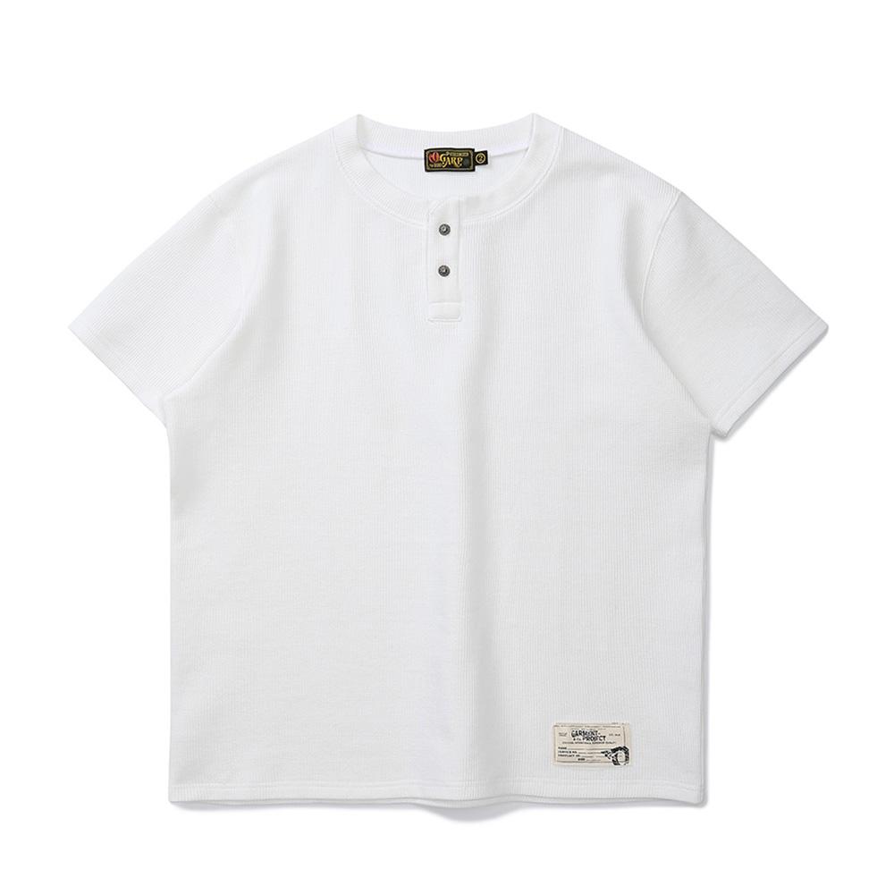 OGARP Waffle Henley Neck Tee White