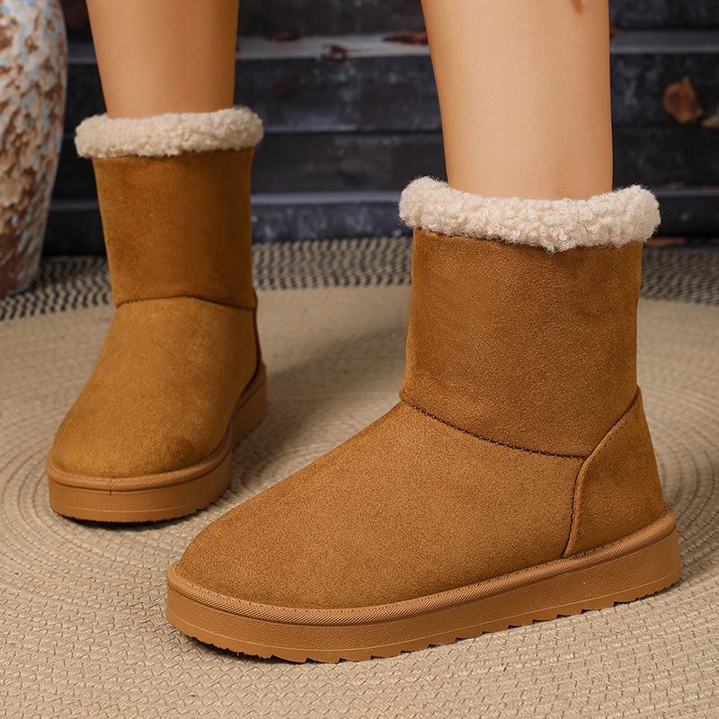 Fashion 2025 Winter Faux Suede Snow Boots Women Comfortable Warm Fleece Platform Ankle Boots Woman Plus Size Non Slip Cotton Shoes Mujer