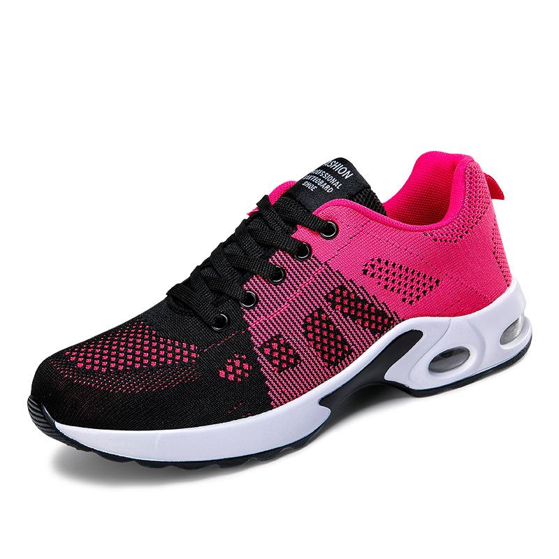 Four Seasons Mesh Breathable Fashion Sports Light Women's Shoes Fashion Flying Weaving Casual Air Cushion Running Shoes
