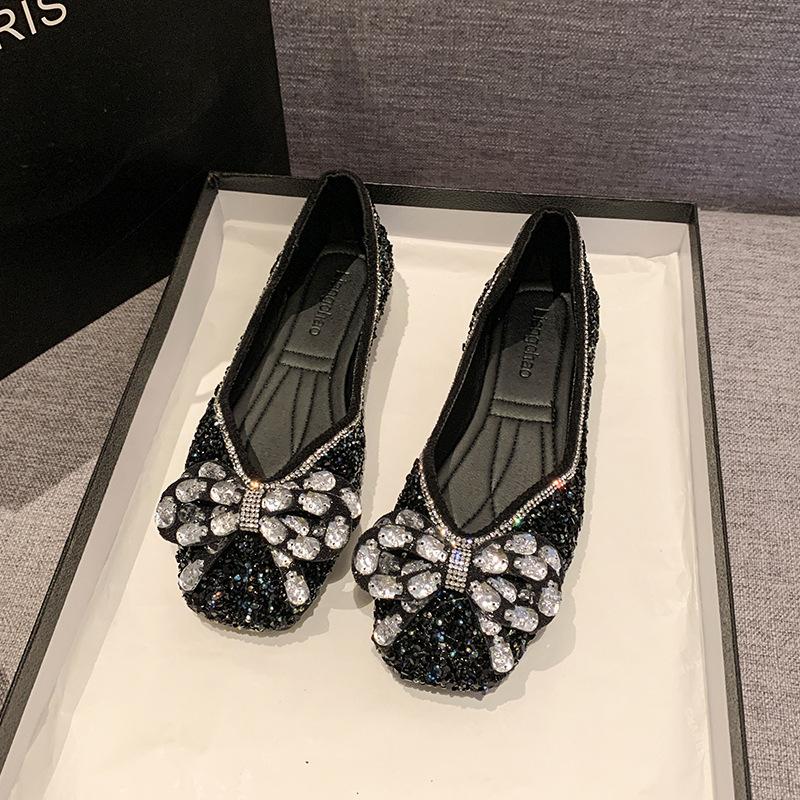

Fashion Women s Spring Elegant Square Toe Sequins Kawaii Ballet Flats Mary Jane Designer Luxury Party Shoes Comfortable Versatile 35