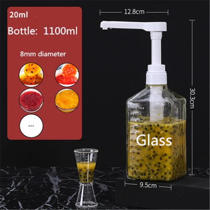 1600ml Transparent Coffee Syrup Bee Drip Double Scale Storage Dispenser Pump Bottle Squeeze Milk Bottle Honey Jar Container