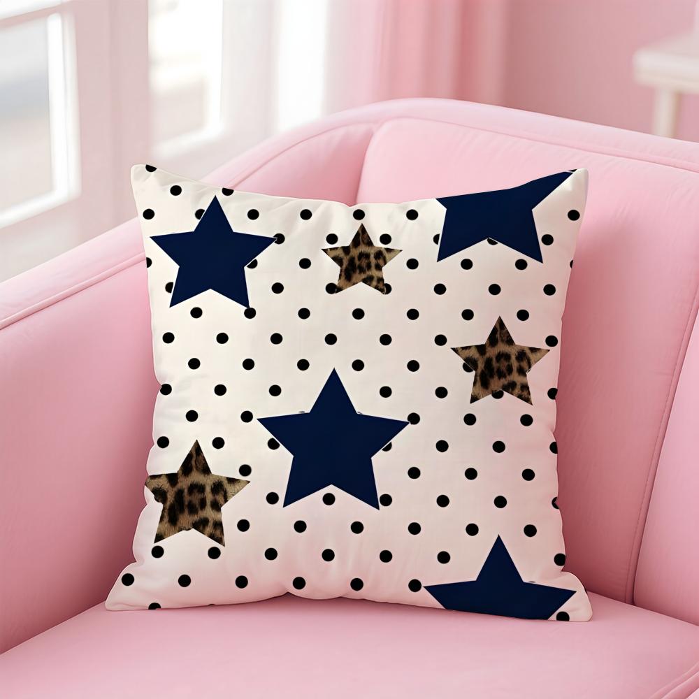 SStars plaid leopard print apples Cushion Cover Pillow Case Soft Friendly Fabric  Concealed Zipper