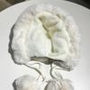 Women Quilted Hat Winter Padded Warm Hat with Cute Pom Pom Ear Protection Fuzzy Hat with Drawstring for Autumn Winter Street Daily Wear