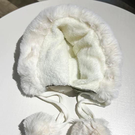 Women Quilted Hat Winter Padded Warm Hat with Cute Pom Pom Ear Protection Fuzzy Hat with Drawstring for Autumn Winter Street Daily Wear