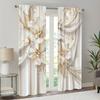 Rideaux à imprimé floral blanc Parfaits pour salon, chambre à coucher, bureau, cuisine, café Décoration Ensemble de 2 rideaux Élégants Fabriqués en polyester Avec poche pour tringle Lavables