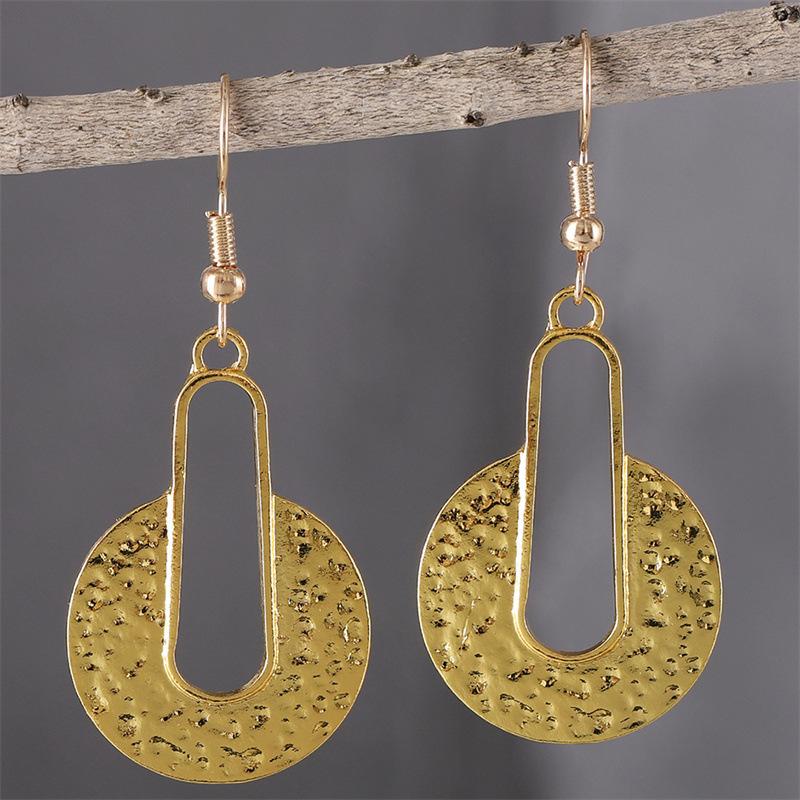 Western Style Tribal Long Round Retro Exaggerated Fashion Texture Combination Earrings