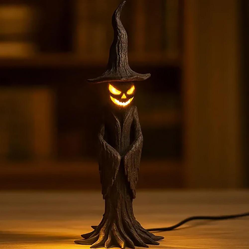 Multi-purpose Witch Display Witch Light Halloween Decor Enchanting Handmade Resin Witch Statue Lamp with Led
