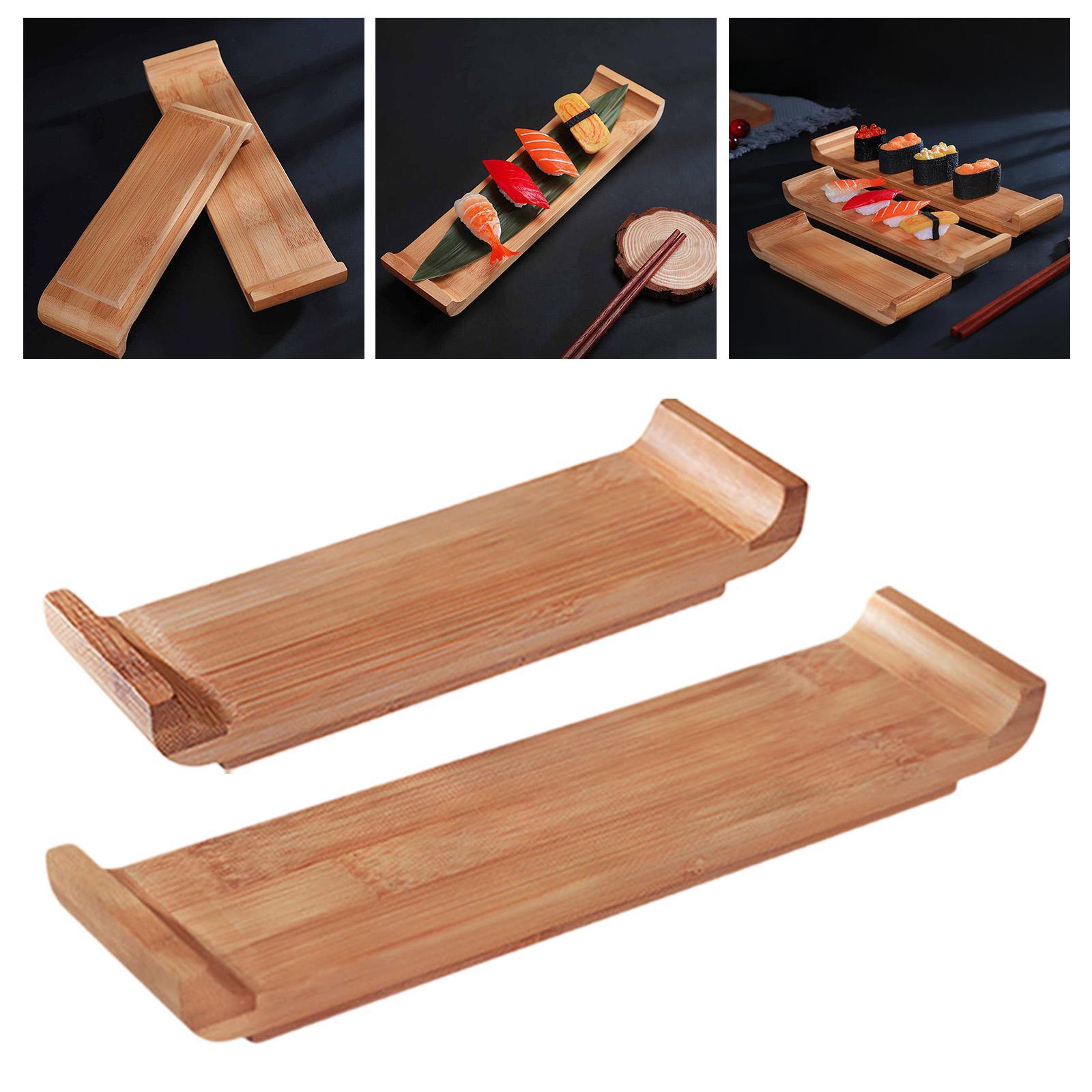 Sushi Plate Rectangle Sashimi Dish Decorative Bamboo Dessert Plate Multifunction Japanese Sushi Serving Tray for Home Restaurant S