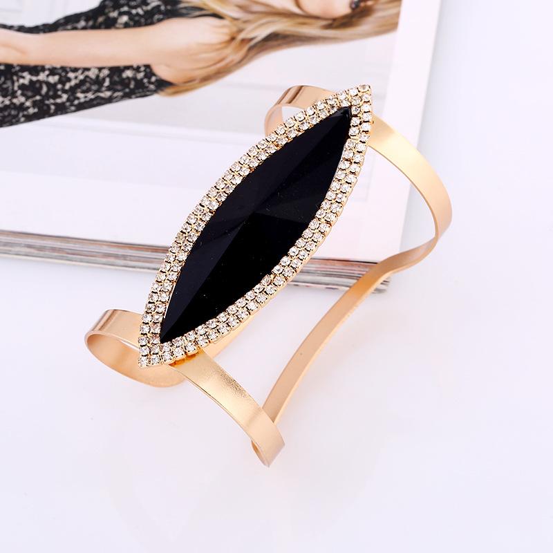 DIEZI Fashion Metal Rhinestone Bangles Women Trendy Resin Crystal Bracelet Smooth Wide Opening Adjustable Bangle 2019 New