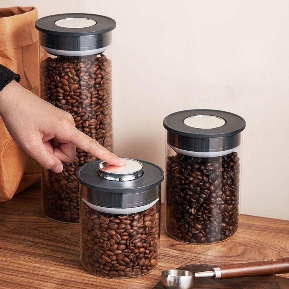 Press Type Vacuum Coffee Canisters Glass Tea Storage Container Food Storage Jar Grain Storage
