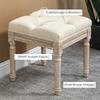 Footstool/Ottoman, Linen-Look Fabric, Rubberwood Legs, 40 x 40 x 43 cm, Beige