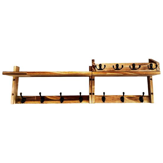 

Настенная вешалка для одежды с полкой 4-в-1 Органайзер для прихожей с крючками Держатель для почты Деревенская ключница Плавающая полка для стены Гостиная Спальня Офис дубильная кора