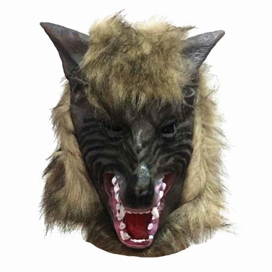 Halloween Horror Savage Wolf Head Mask Masquerade Fluffy Headgear Decoration