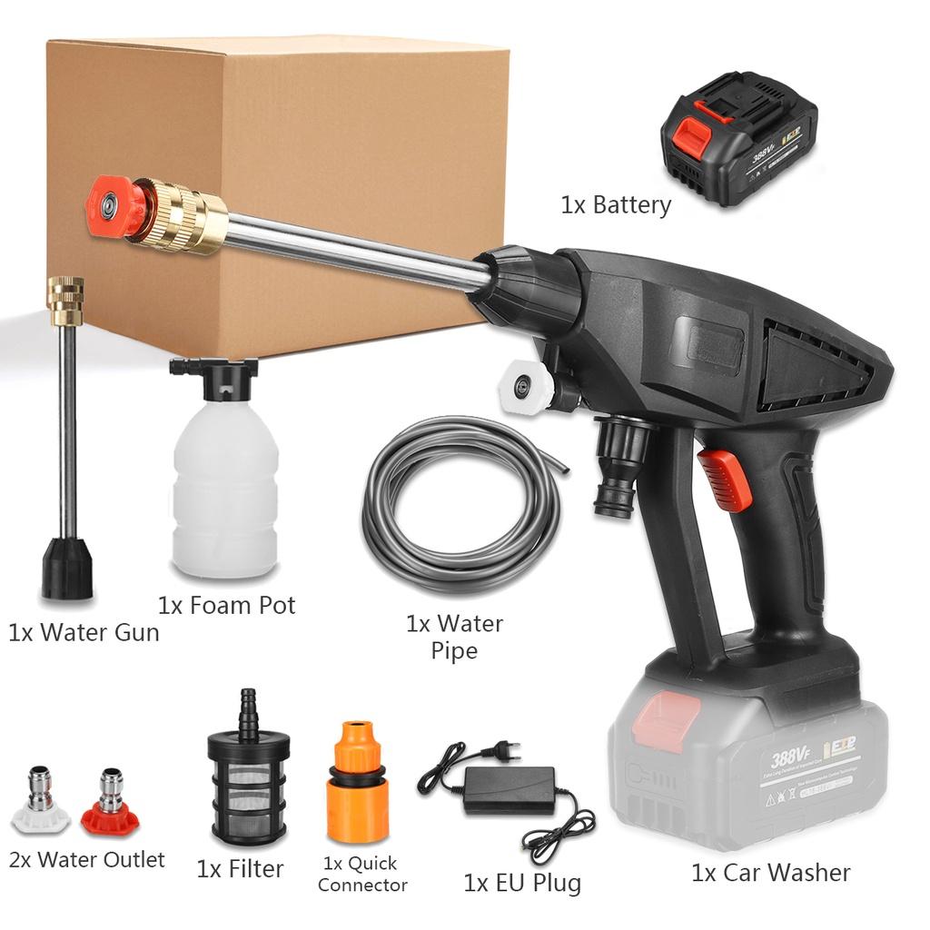 

3000W 388VF Cordless High Pressure Car Washer Spray Water Gun Rechargeable Electric Cleaning Foam Machine for 18V Battery 1*Battery