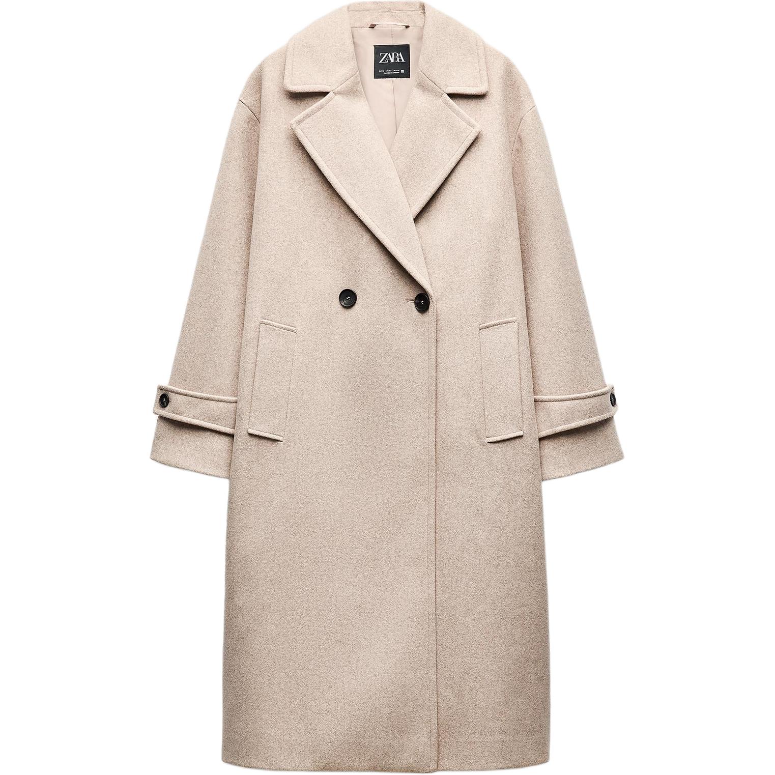 

Zara Loose Solid Color Double Breasted Coat Women coats Beige 3046299-450 XS