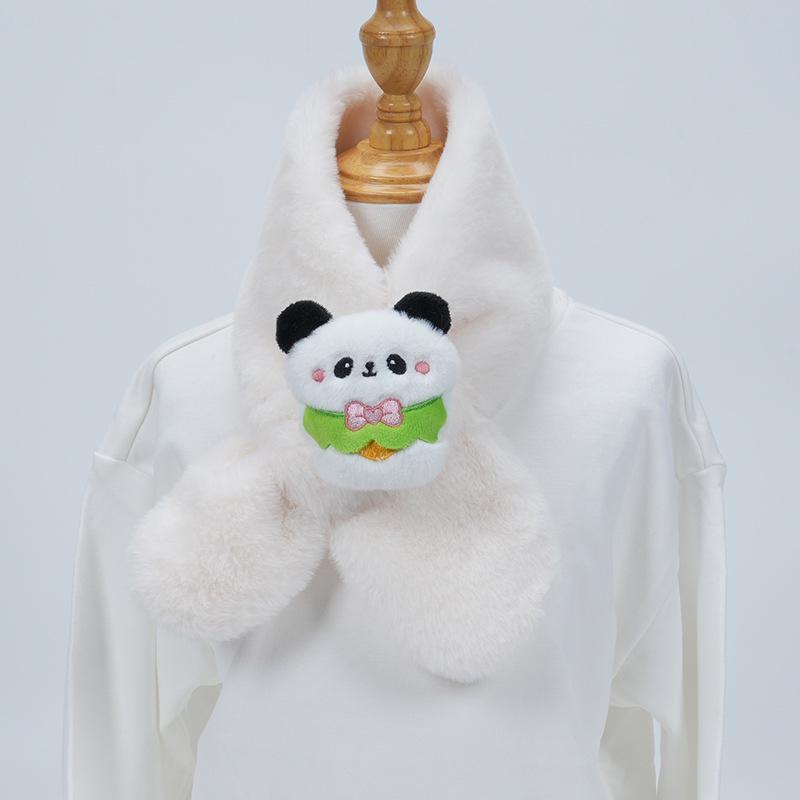 Cute Cartoon Panda Plush Scarf for Kids - Windproof & Thickened Winter Neck Warmer