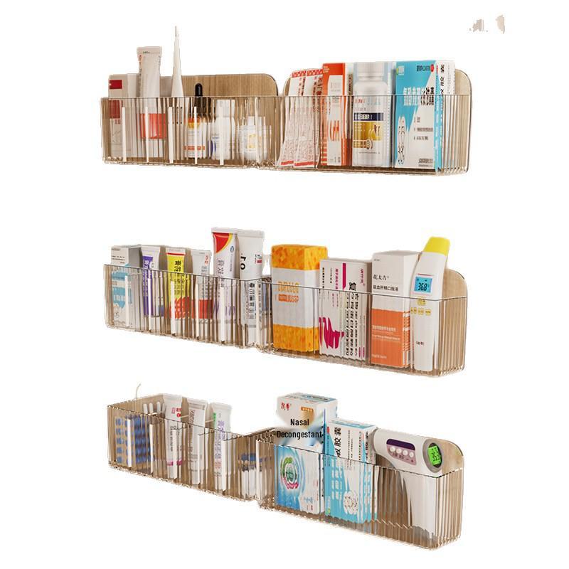 Wall-Mounted Rectangular Compartment Organizer for Medicine, Cosmetics, and Lipstick