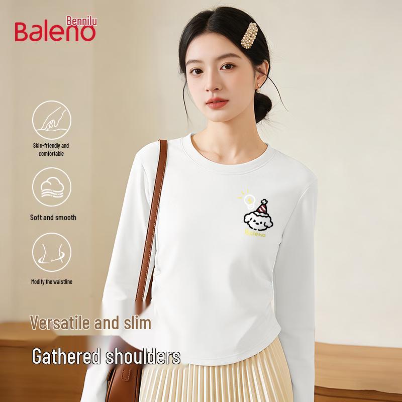 Baleno Women s Long-Sleeve Cotton T-Shirt with BNL Puppy Print XL