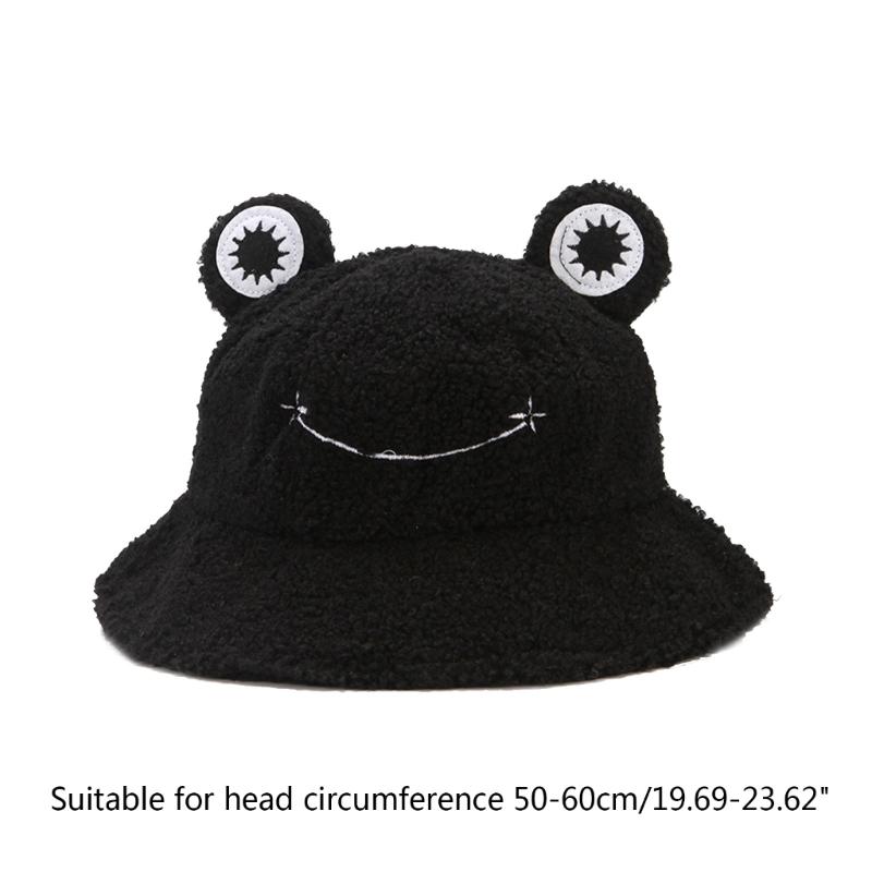 Winter Bucket Hat Polyester Plush Fisherman Caps for Women Men Keep Warm Cute Cartoon for Frog Style Trendy Accessories