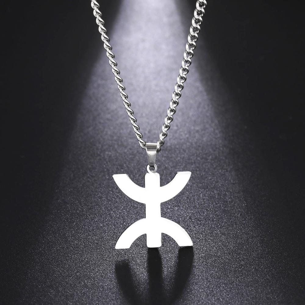 Dawapara African Berbers Symbol Necklace Amazigh Letter Yaz Ethnic Necklace Tribe Amulet Stainless Steel Religious Jewelry