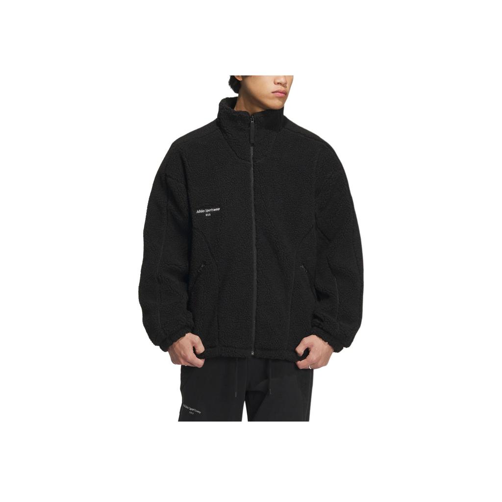 Adidas Sportswear Lounge Jacket With Solid Emblem Logo Unisex Jacket Black IQ1366