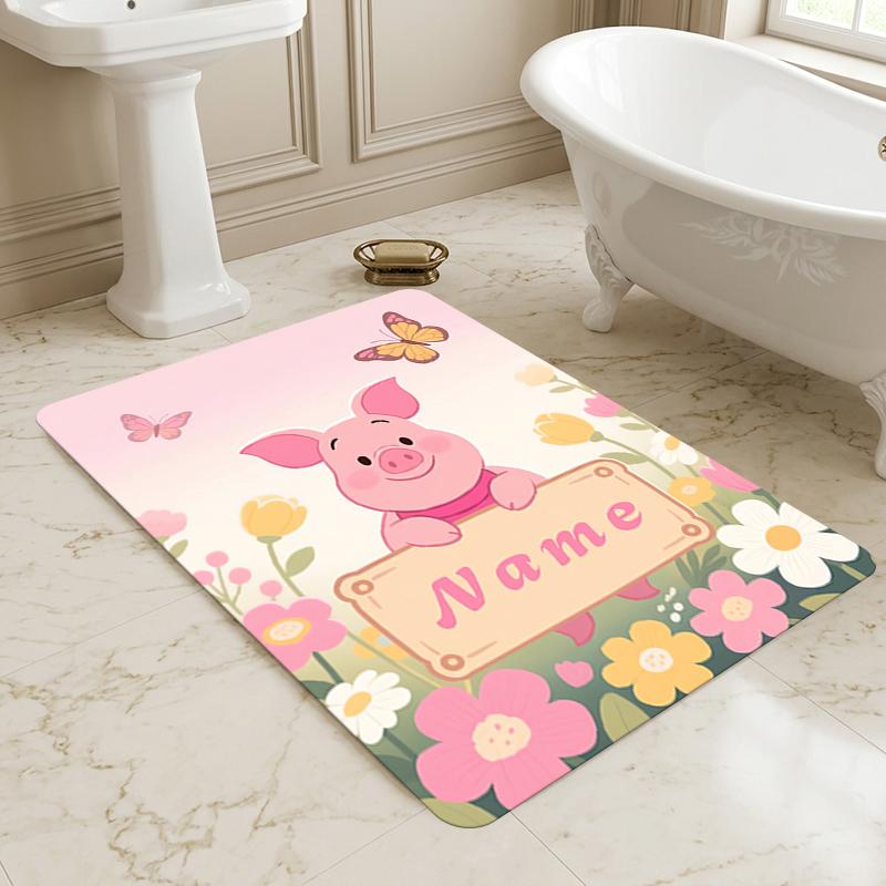 Custom Name Minnie Mouse Garden Living Room Non-Slip Area Rug Soft Carpet for Bedroom Kids Playroom Sofa Office Home Decor Doormat