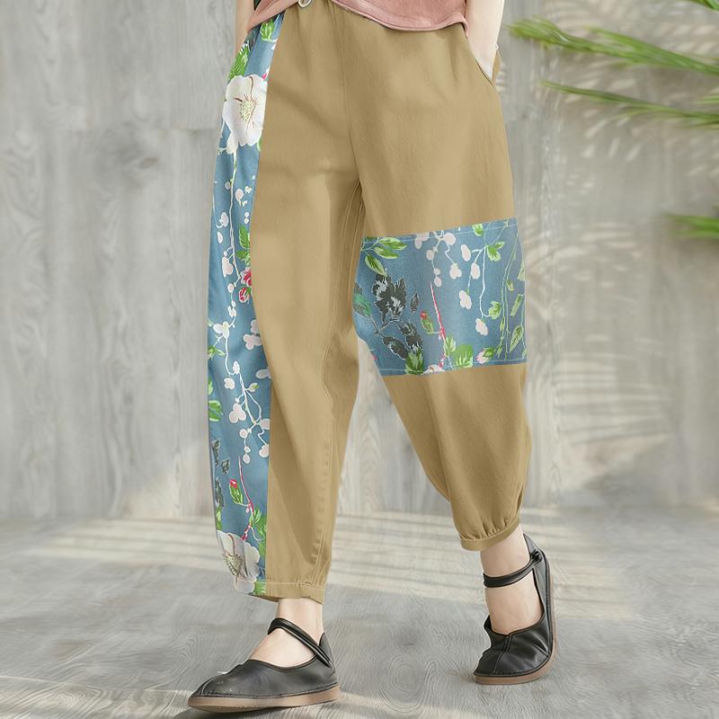 ZANZEA Women Casual Elastic Waist Loose Print Cropped Pants