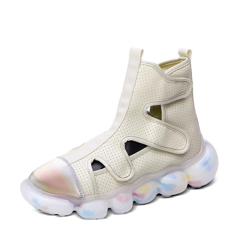 

Летние высокие сандалии с перфорацией 2024 новая молодежная уличная обувь повседневная кожаная обувь мужская платформа модная обувь 39