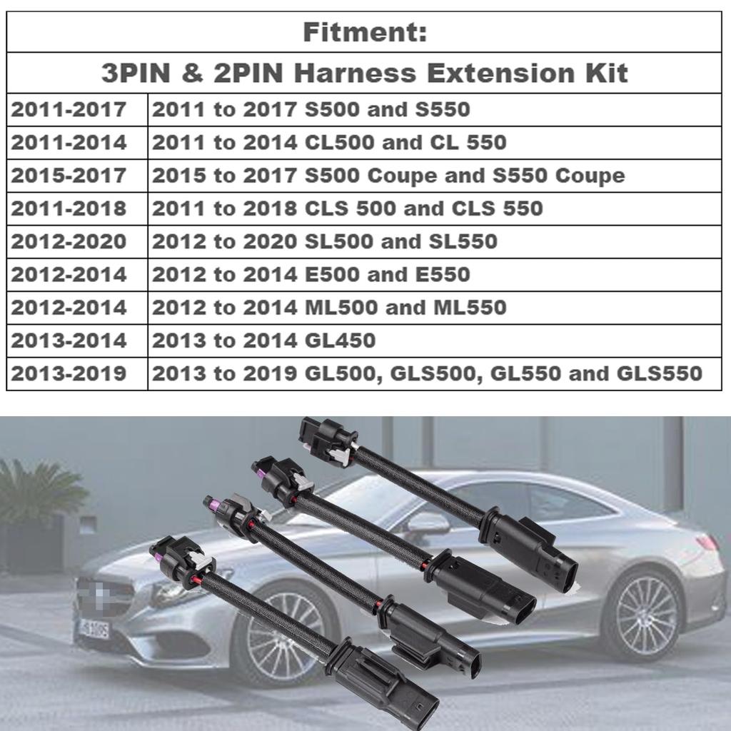 8 Pcs 3 Pin & 2 Pin Harness Extension Kit for Mercedes Benz 4.7L