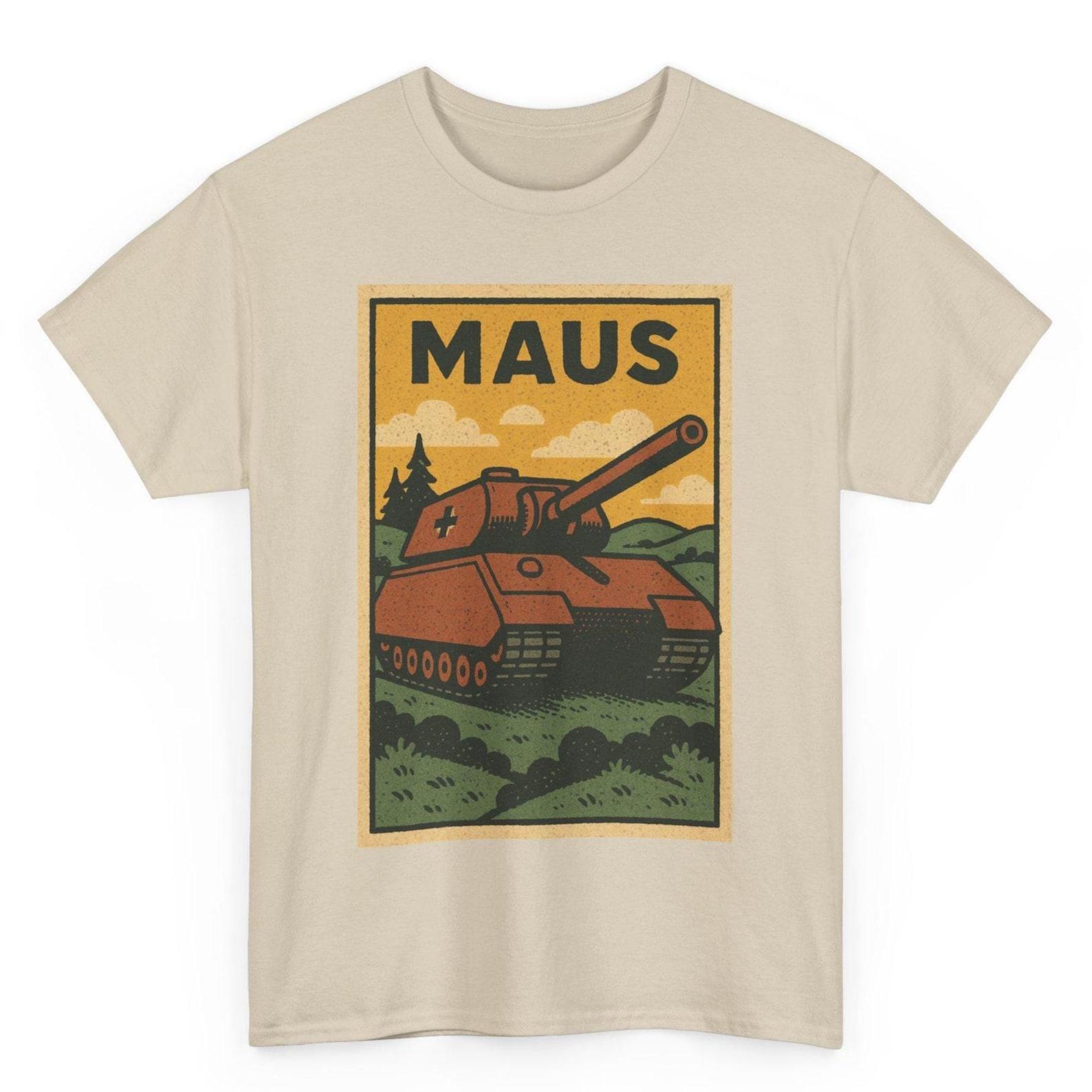 Maus Tank T-Shirt: Retro Comic Style WWII Armor Tee 2XL