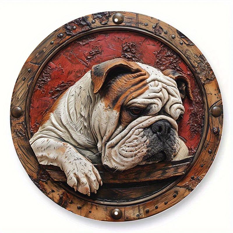 1pc 2d Flat Wood Round Wooden Sign - 20cm Art Painting Wreath Decorative Plates Entrance Decor Gift Mask Theme for Bar Cafe Club Home Room Wall Decor