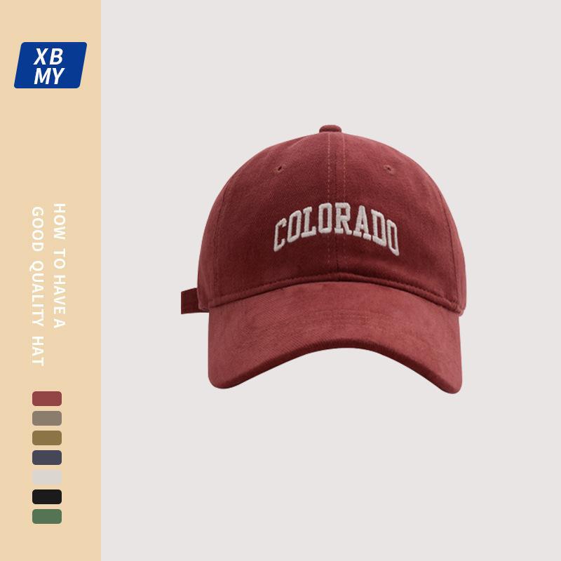 Baseball cap female spring and summer deep-topped wide-brimmed big-headed cap couple Joker tide show face small sun visor.