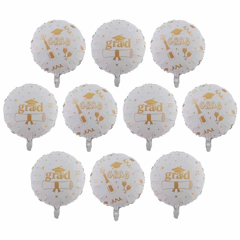 

10pcs of Double-Sided 18-Inch Black and White Round Foil Balloons for Graduation Season Graduation Ceremony Party Decoration 18inch