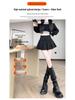 Women's High Waist Suede Pleated A-line Skort - Autumn/Winter Casual Slimming Leather-Look Anti-Exposure Design