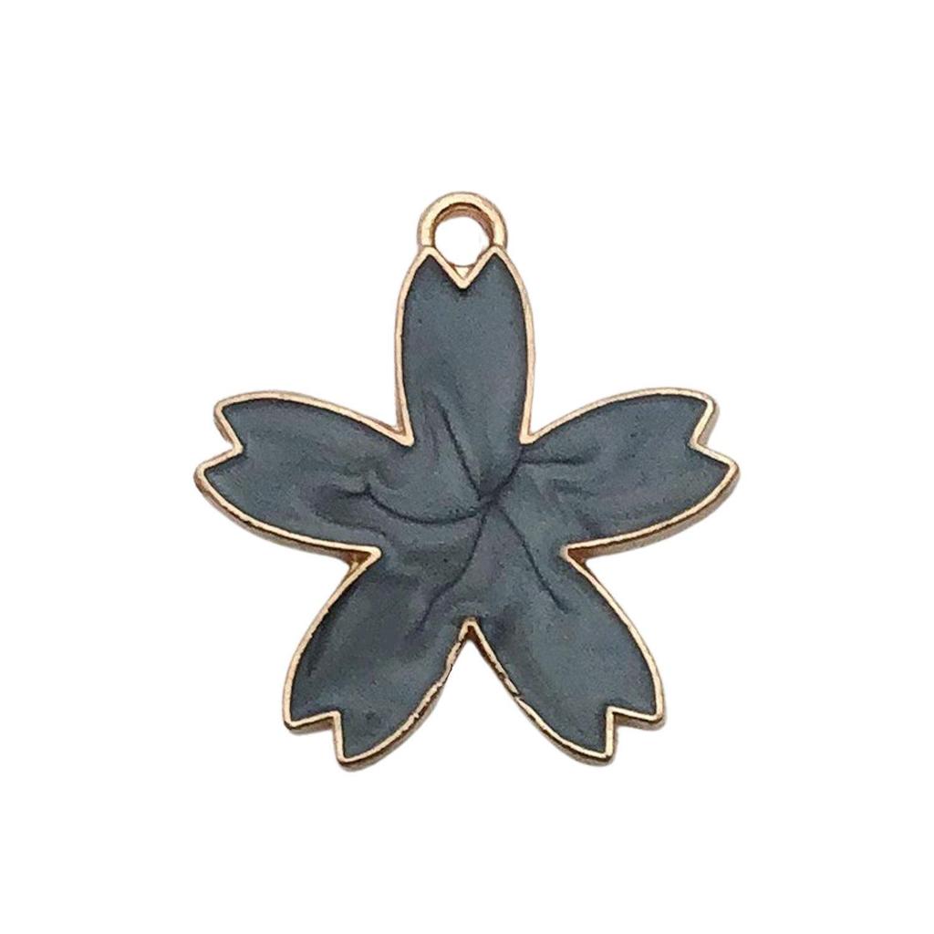 "Set of 30 Black Flower DIY Korean Jewelry: K-Gold Oil Drop Alloy Pendants for Earrings & Bracelets"