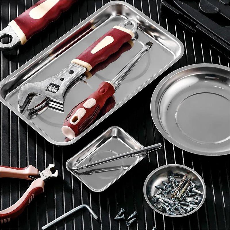 A25F-4 Magnetic Tray Bowl Stainless Steel Pickup Tool With Magnetic Pin Bolt Holder Round Magnetic Parts Tray For Mechanic's