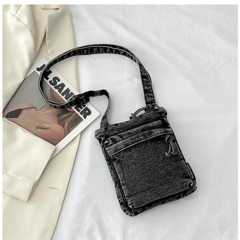 Washed Denim Crossbody Fashionable Phone Bag