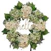 Artificial Hydrangea Wreath with Hello Sign for Indoor Outdoor Wall Door Decor 40cm Silk Flower Ring for Home and Party Setting